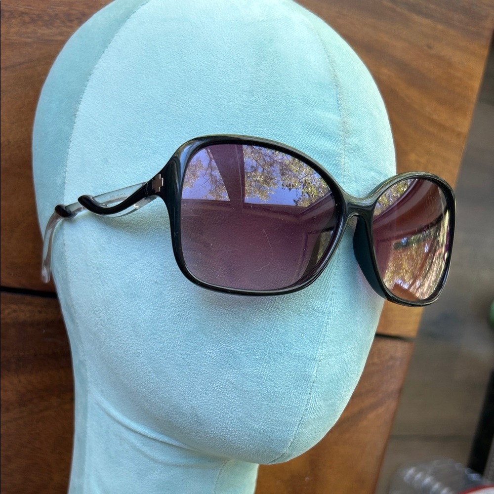 SPY vintage Black Women's Oversized Sunglasses with Purple Gradient Lenses